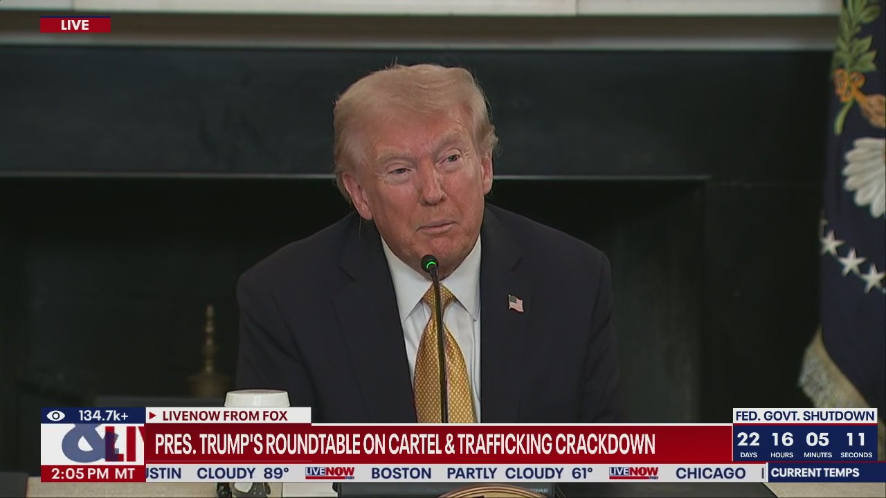 Trump hosts roundtable with Bondi, Hegseth, Noem, Patel, & others