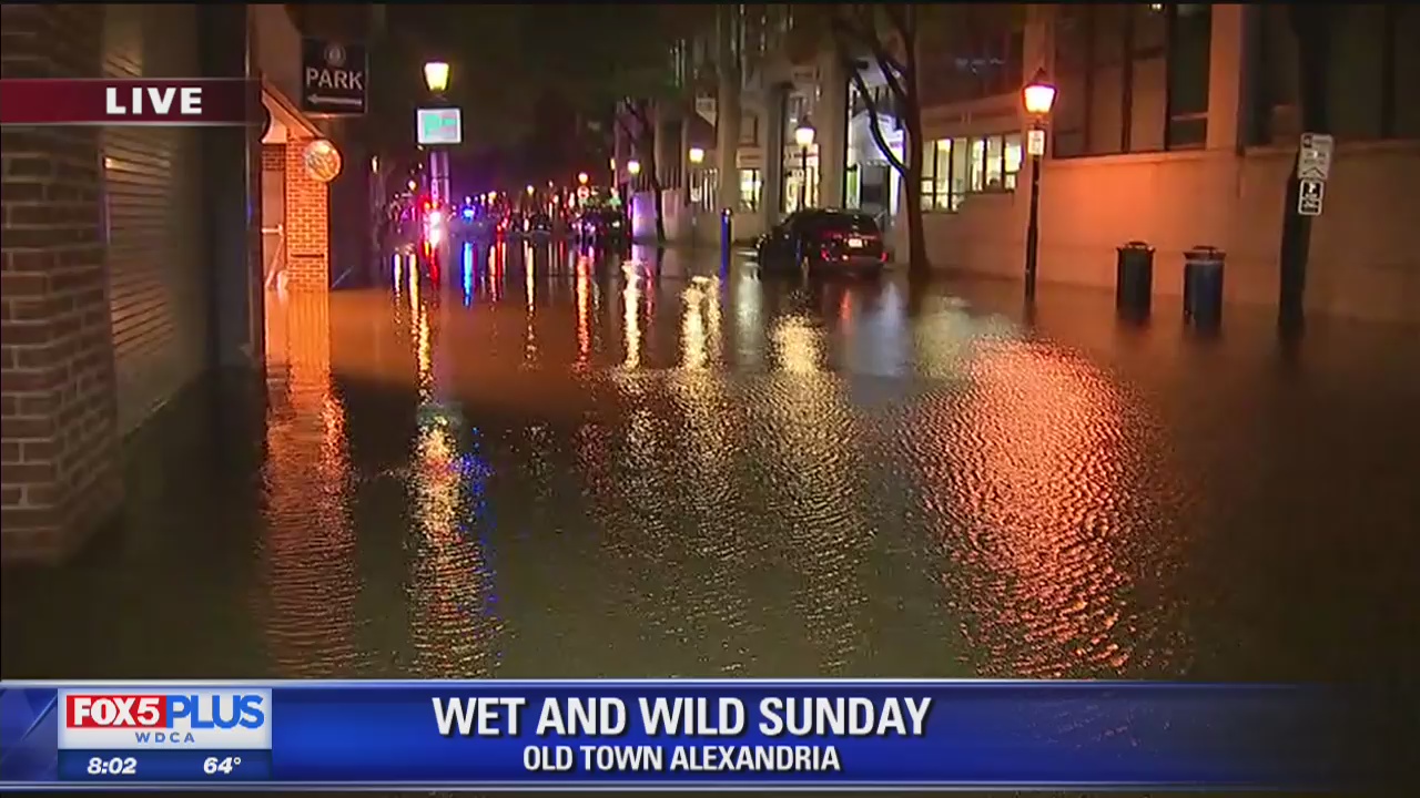 Heavy rain leads to flooding in Old Town Alexandria