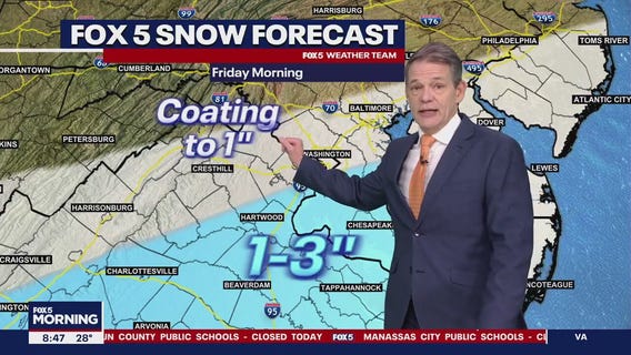 DC weather: Snow falls across DMV Friday