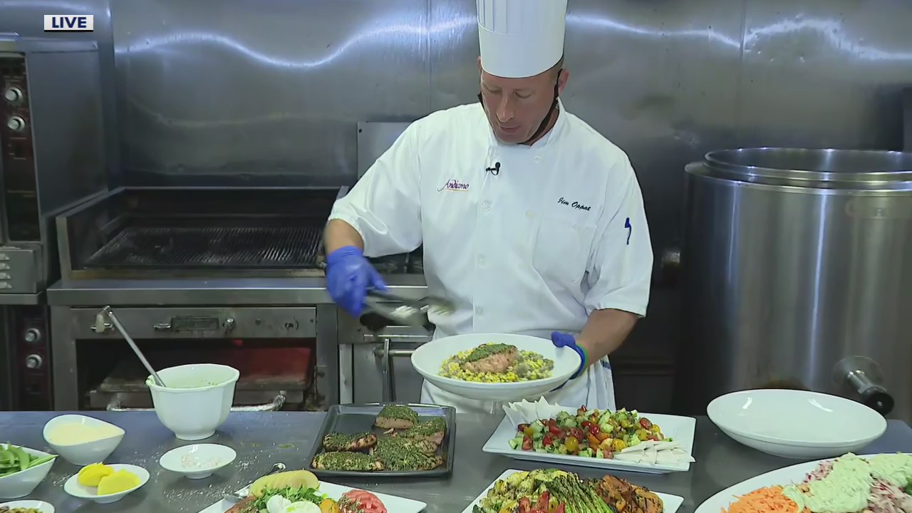 Making sweet pea pesto with Andiamo