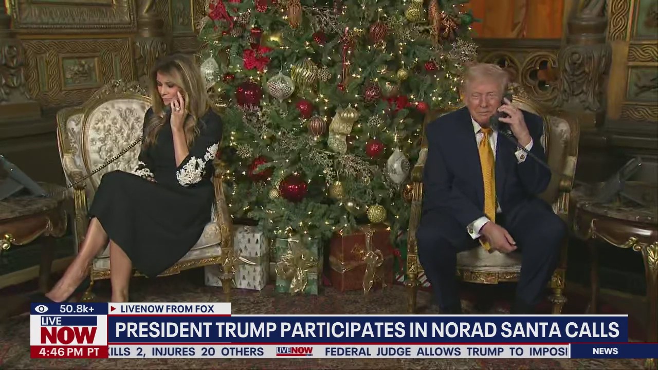 Trump tracks Santa, takes NORAD calls with children