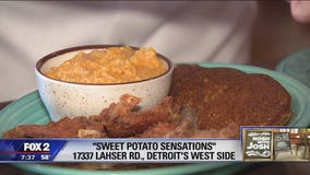 Trying out the food at Sweet Potato Sensations