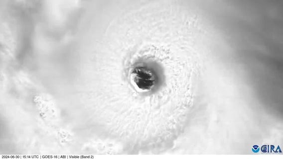 Hurricane Beryl on satellite