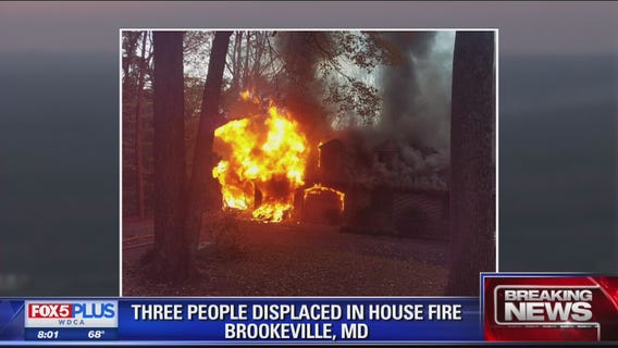 3 displaced after large house fire in Brookeville