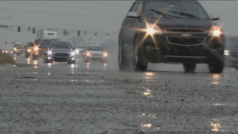 Winter storm leaves wet, slushy streets