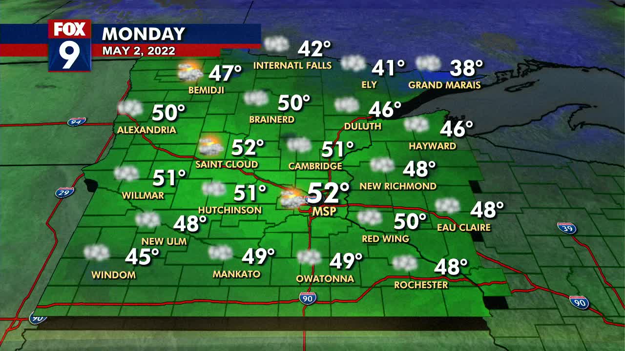 Monday's forecast: Highs in the low 50s