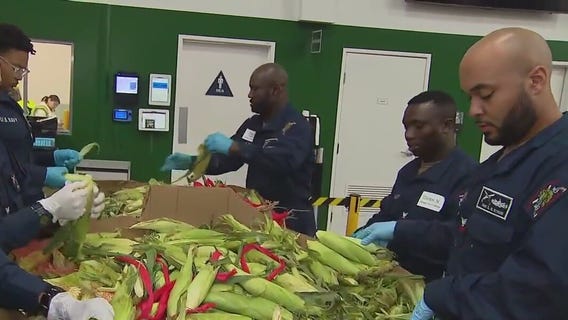 Military volunteers at local food banks in honor of LA Fleet Week