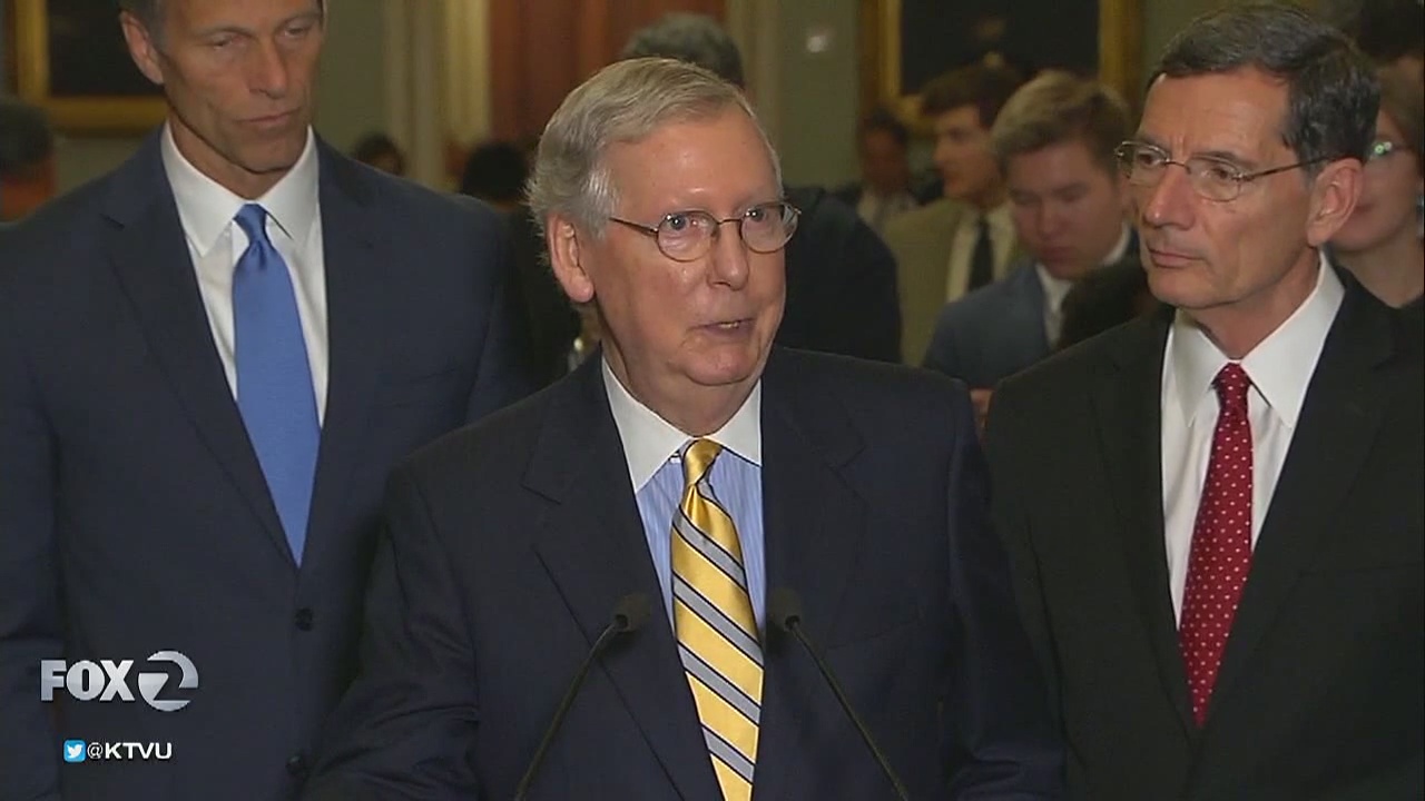 President Trump hosts GOP senators at White House regarding health overhaul