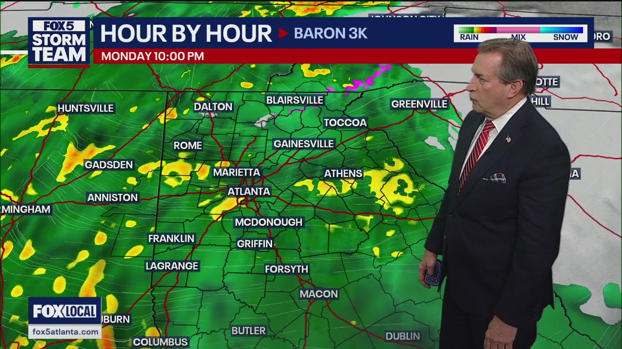 Rain, sometimes heavy, is expected Monday into Tuesday