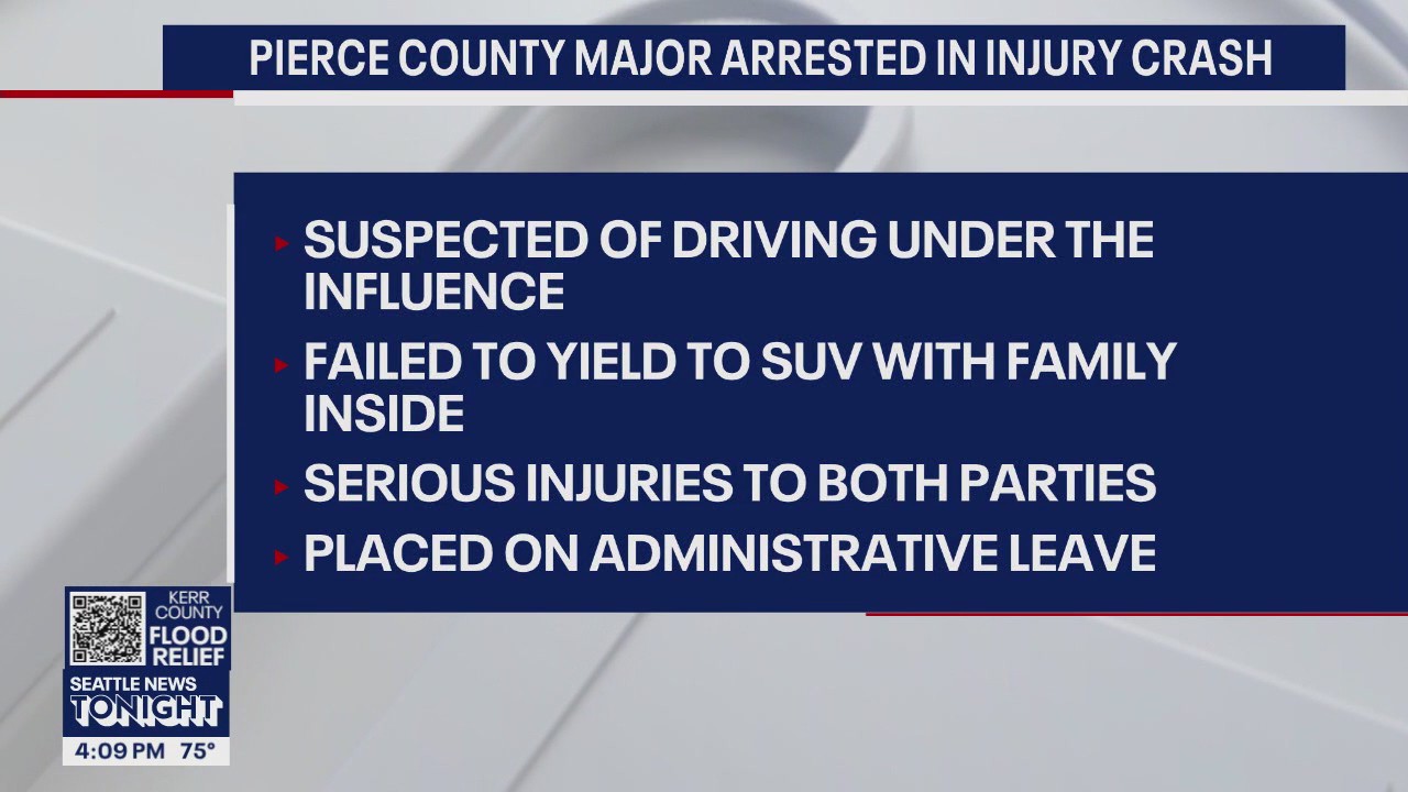 Pierce County Major arrested in injury crash | FOX 13 Seattle