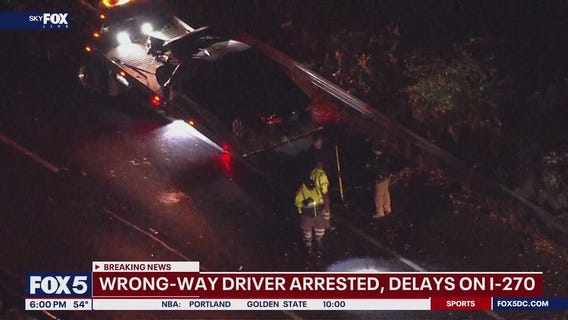 Wrong-way driver arrested after crash on I-270 in Maryland