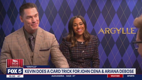 Kevin McCarthy shows Argylle stars John Cena and Ariana DeBose a cool card trick!