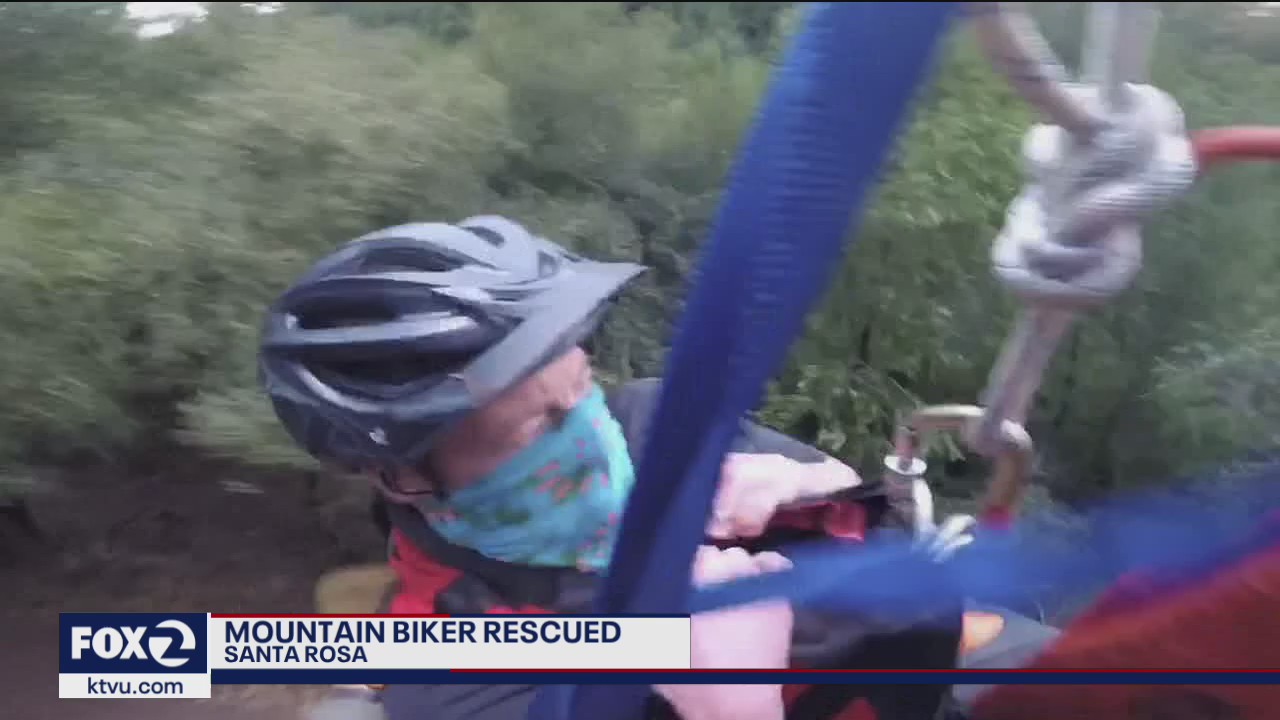 Helicopter rescues mountain bike rider
