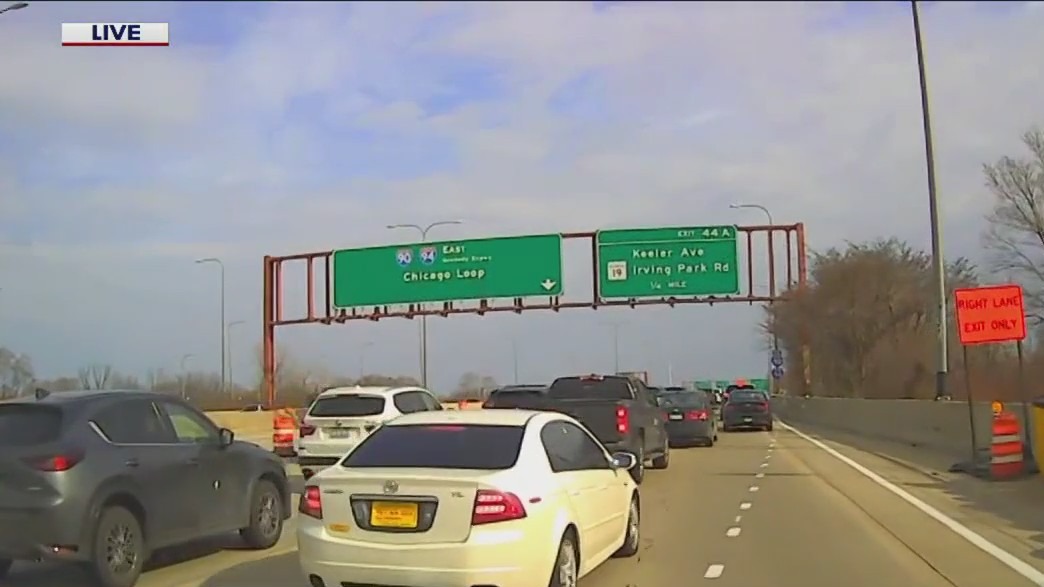 Traffic backups begin as Kennedy Expressway construction gets underway