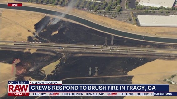 Brush fire hits Tracy, CA as crews respond