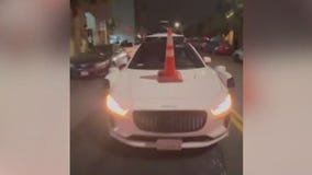 Activists disable autonomous vehicles by placing traffic cones on hoods to prove point