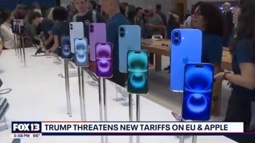 Trump threatens new tariffs on Apple, EU