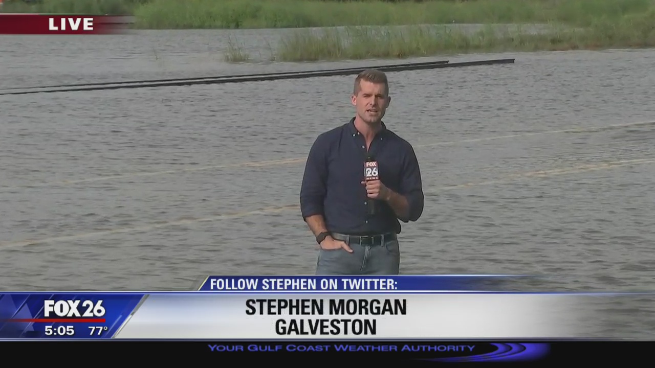 High water, flooding in Galveston before tropical wave