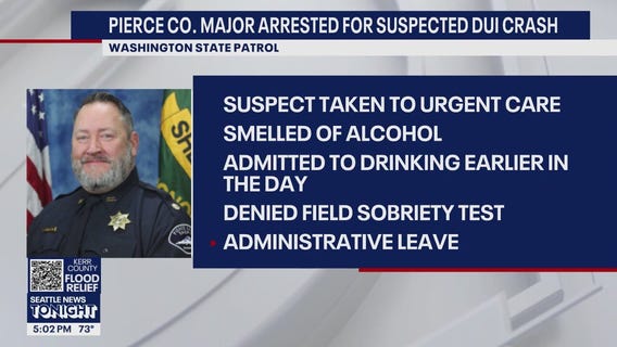 Pierce County Major arrested in suspected DUI crash