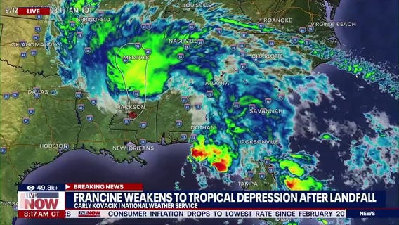 Francine weakens to depression after landfall