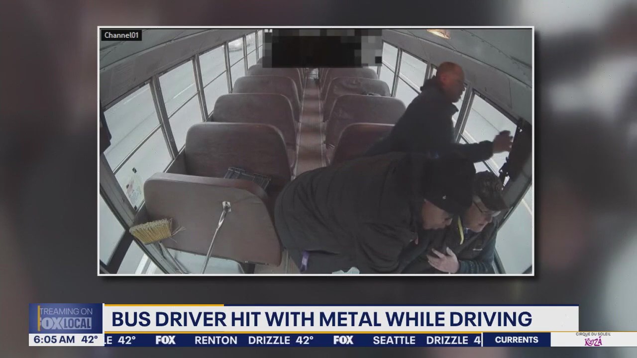 WA school bus driver hit with metal while driving