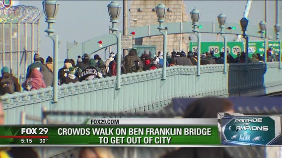 Crowds depart from Philadelphia Eagles Super Bowl celebration