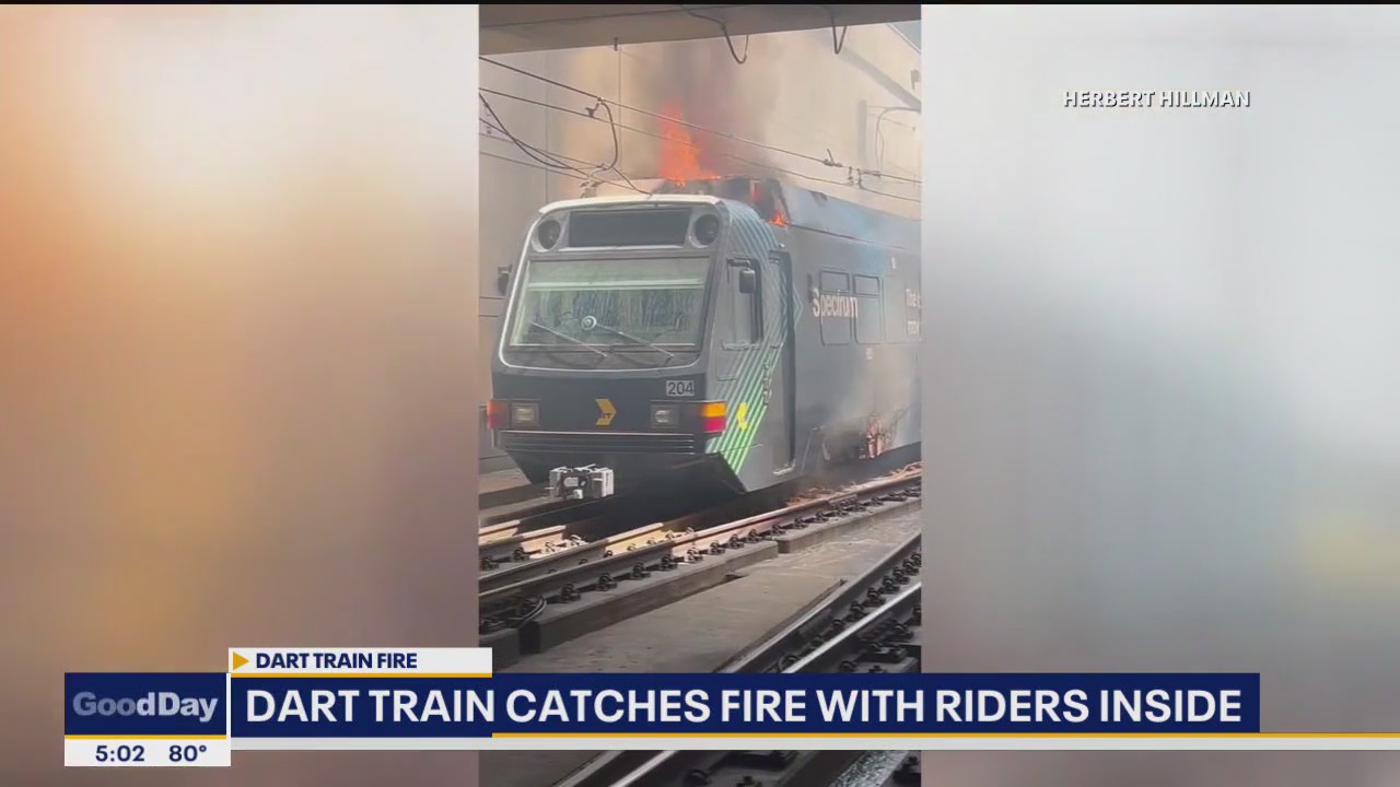 Delays expected after DART train catches fire