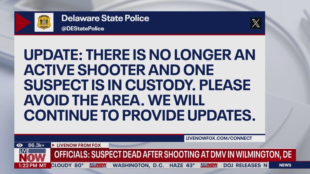Suspect dead after shooting incident at Delaware DMV