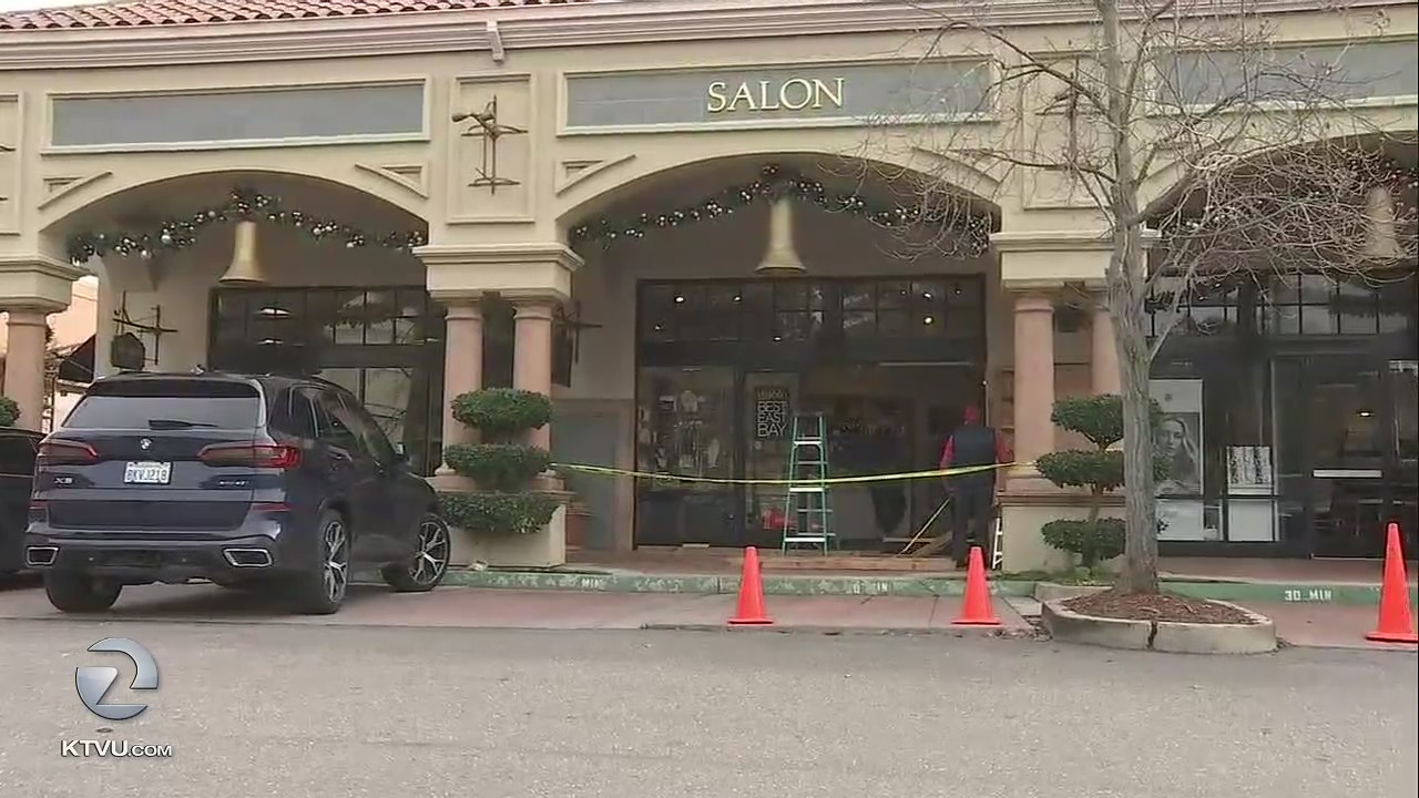Tesla crashes through Danville hair salon