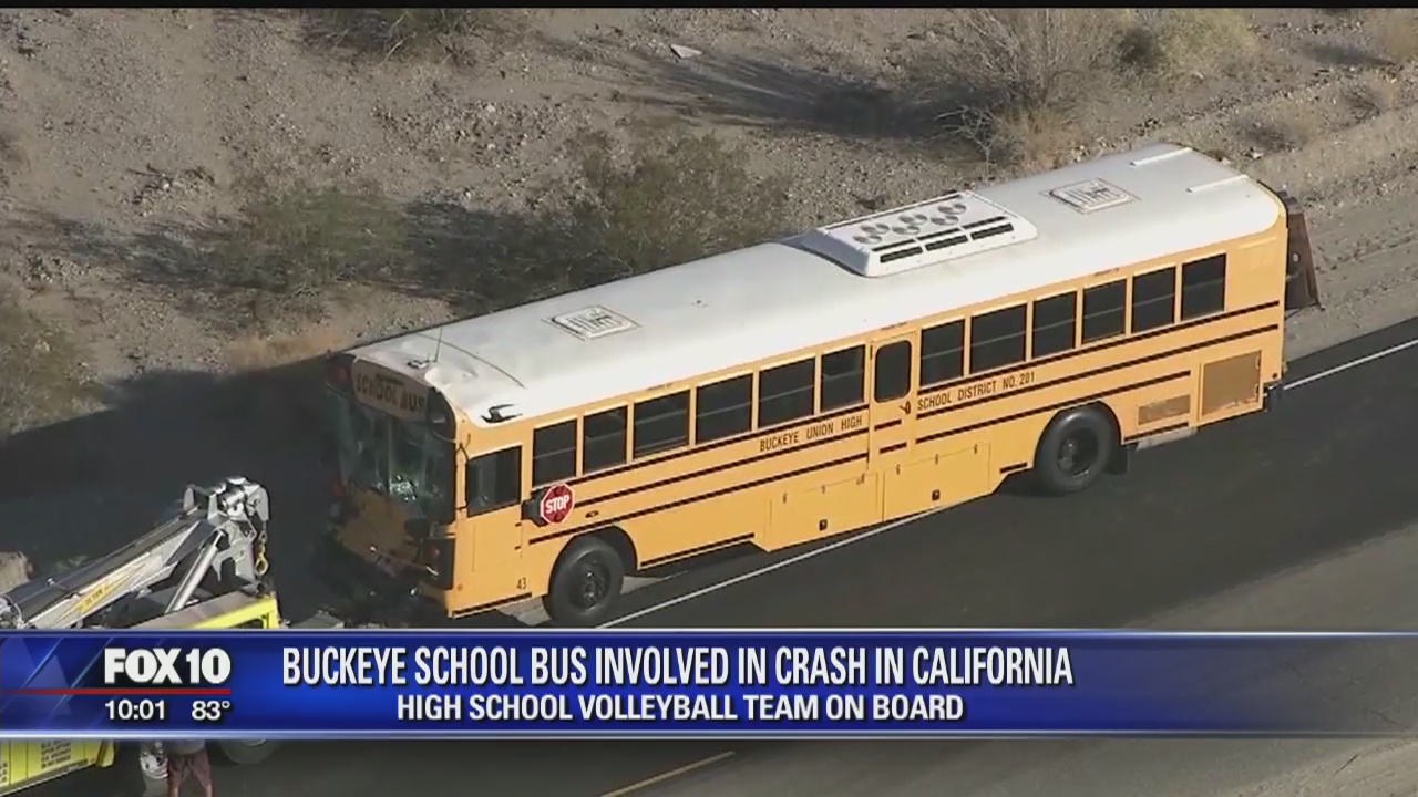 Buckeye school students sent to hospital following bus crash near Needles