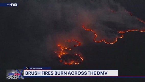Dramatic video of brush fires burning in D.C. area