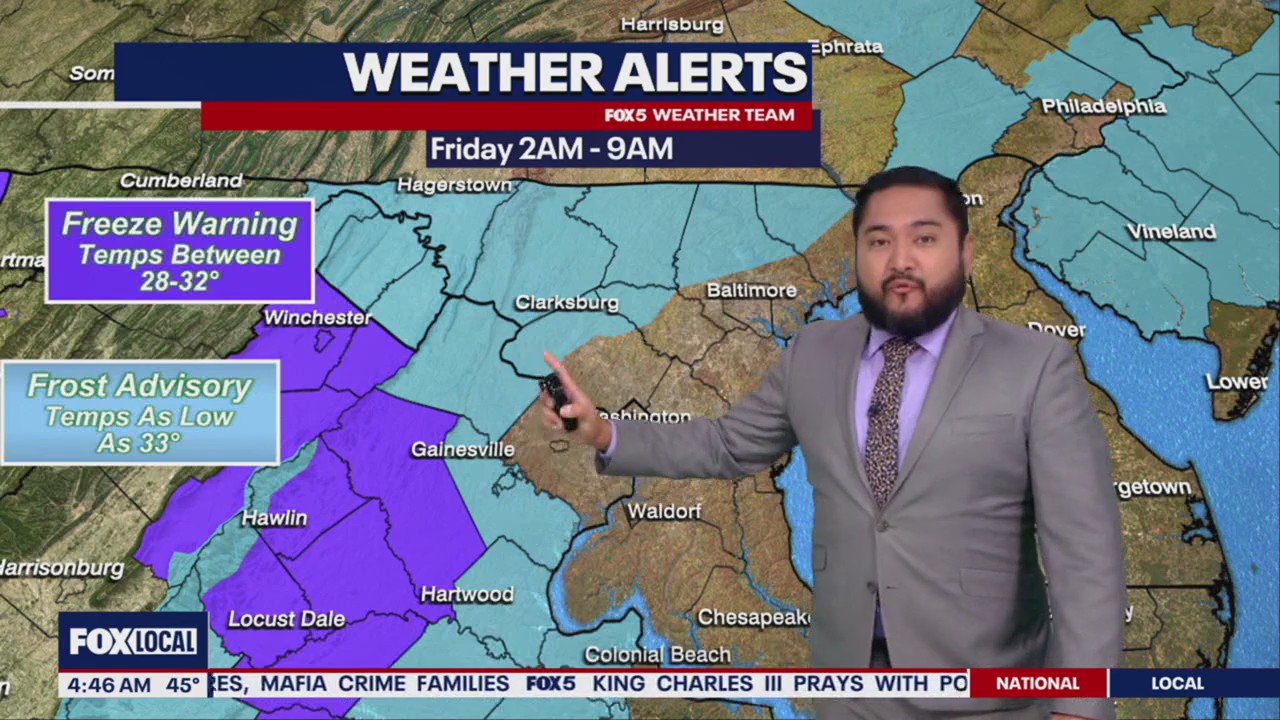 Freeze Warnings, Frost Advisories hit parts of MD & VA