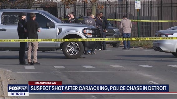Police chase ends with wanted shooting suspect shot, arrested in Detroit