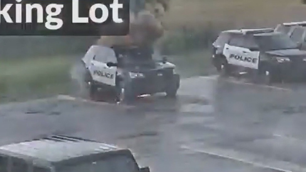Oklahoma police cruiser struck by lightning