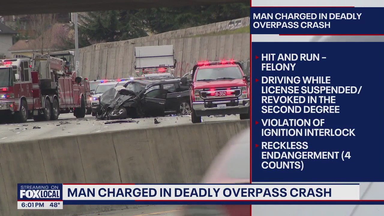 Man charged in deadly Tukwila overpass crash | FOX 13 Seattle