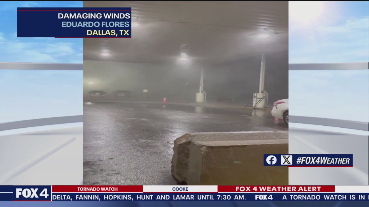 Hurricane force winds blow through Dallas