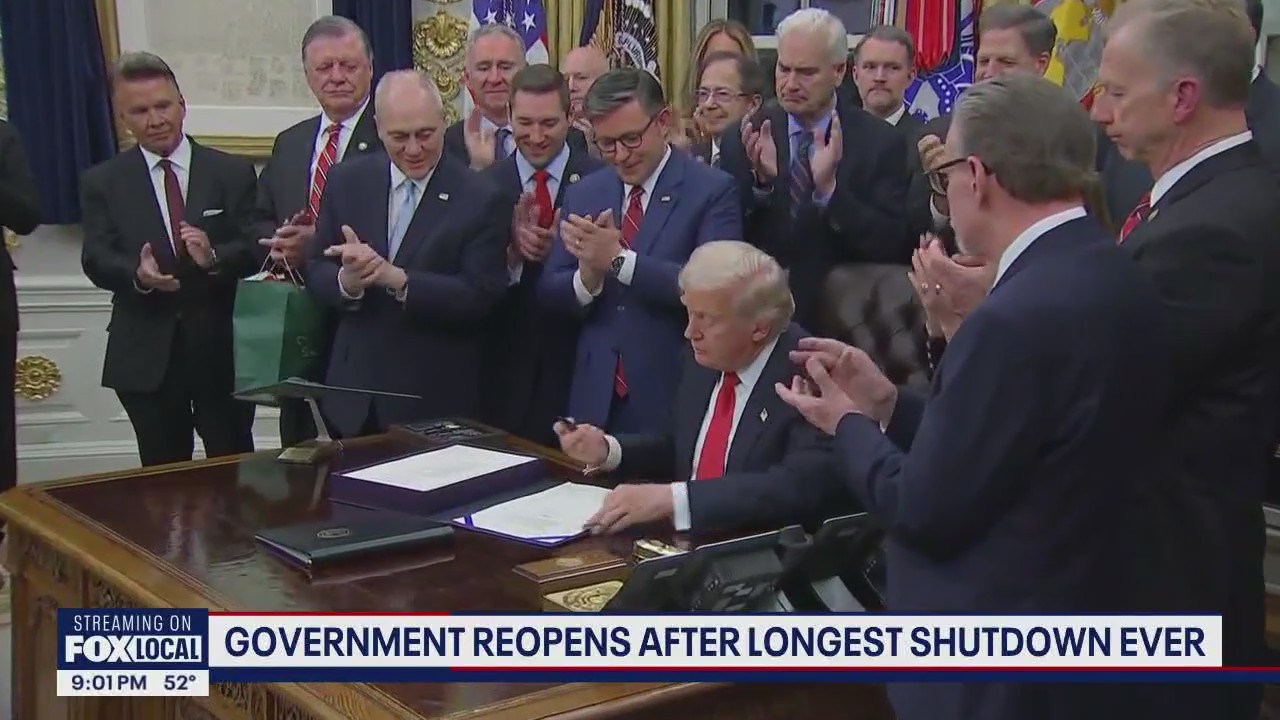 Trump signs bill ending historic government shutdown