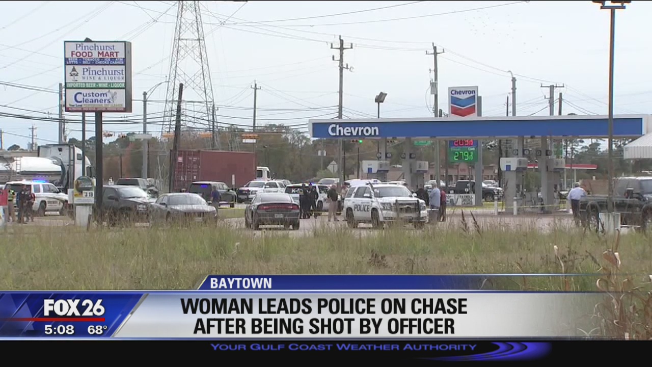 Woman leads police on chase after being shot by Baytown officer