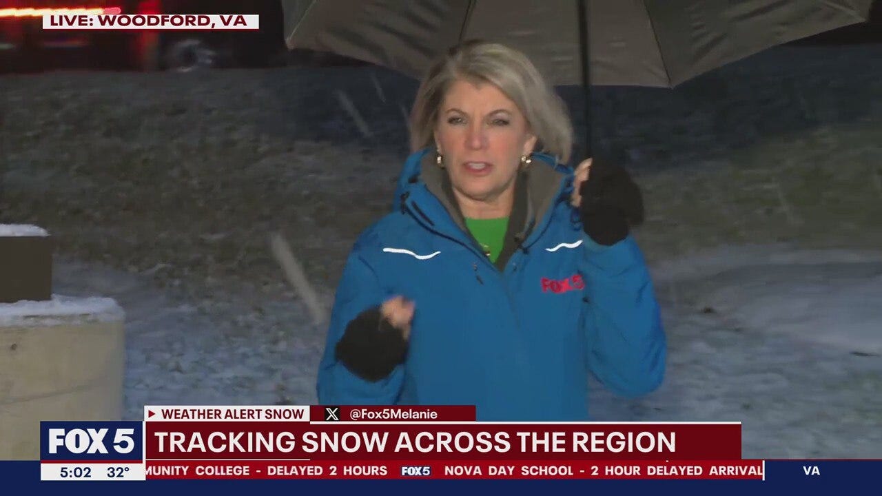 Snow falls in Virginia early Friday