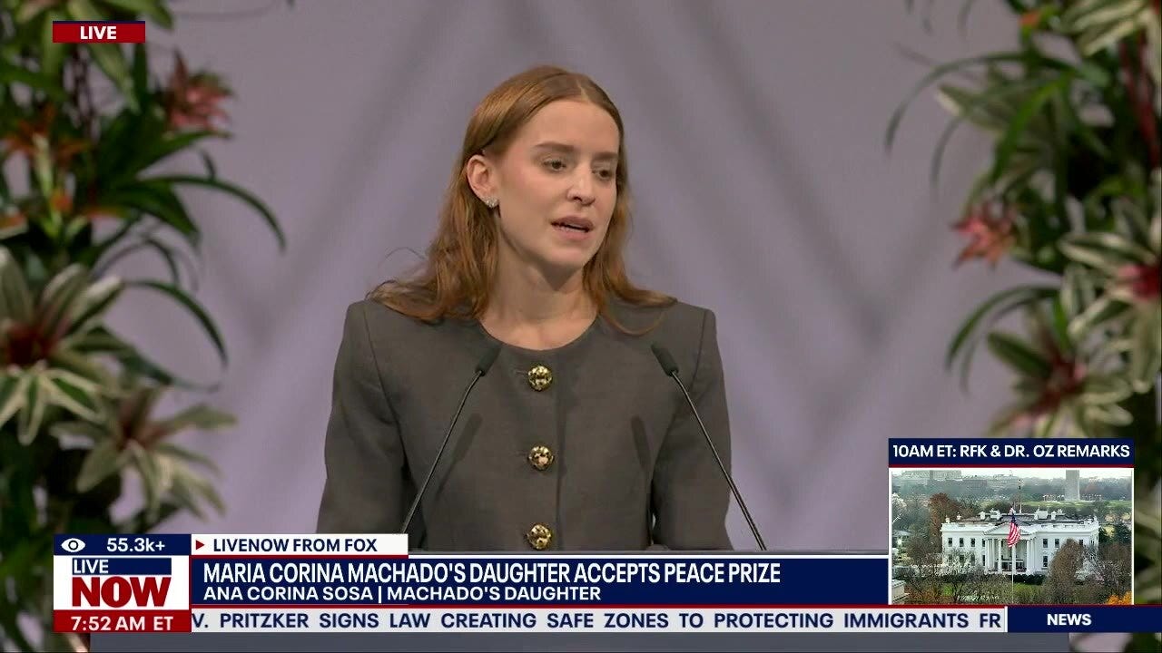 Machado’s daughter accepts her Nobel Peace Prize