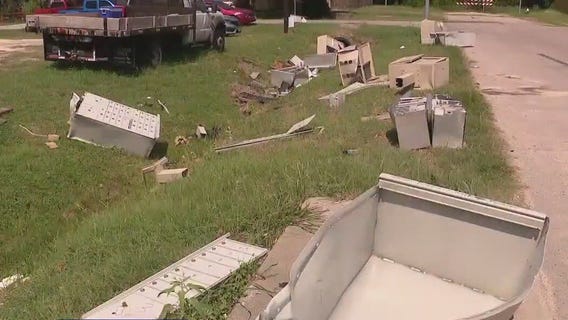 Houston neighborhood community mailbox ruined