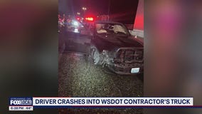 Driver crashes into WSDOT contractor's truck