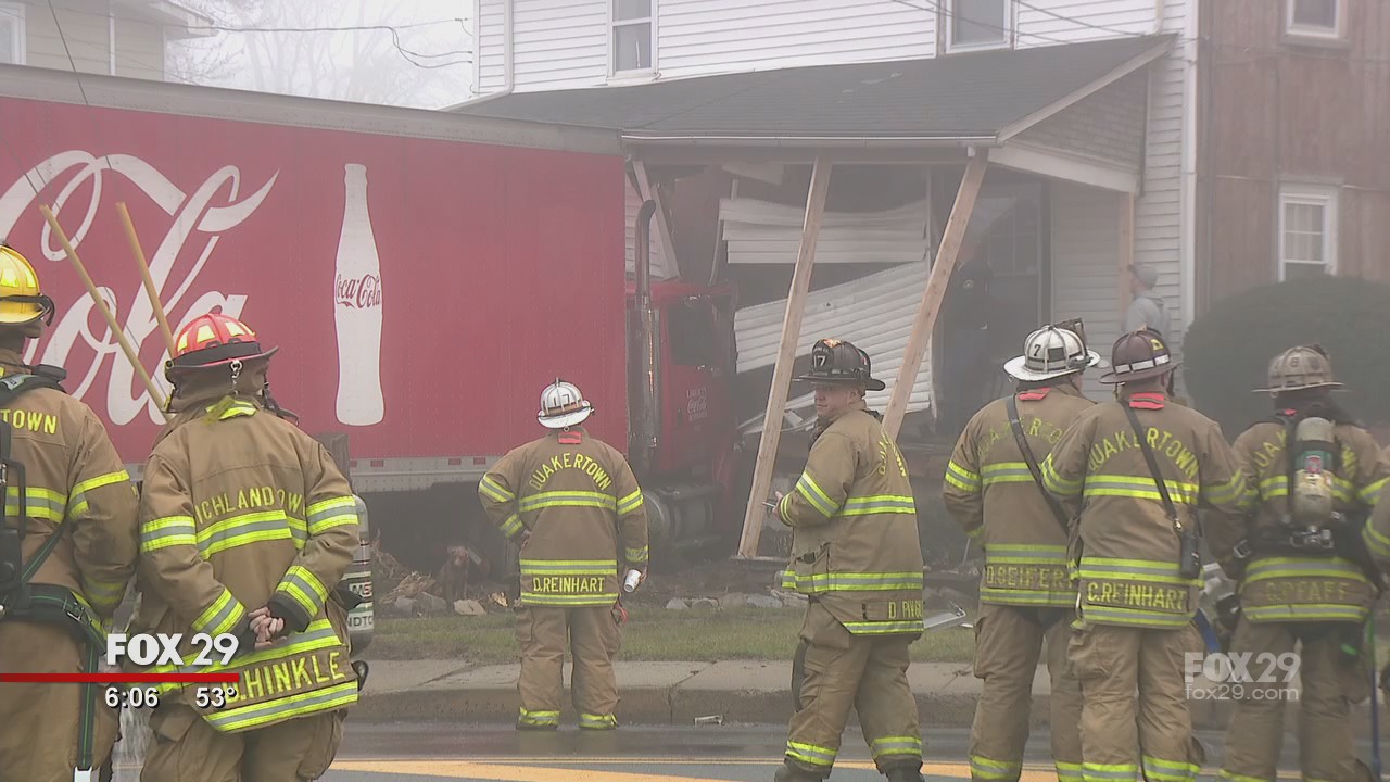 Coca-Cola tractor-trailer crashes into Quakertown home