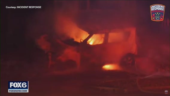 Stolen car crashes, burns; 2 teens arrested