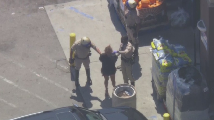 Female suspect detained following brief pursuit