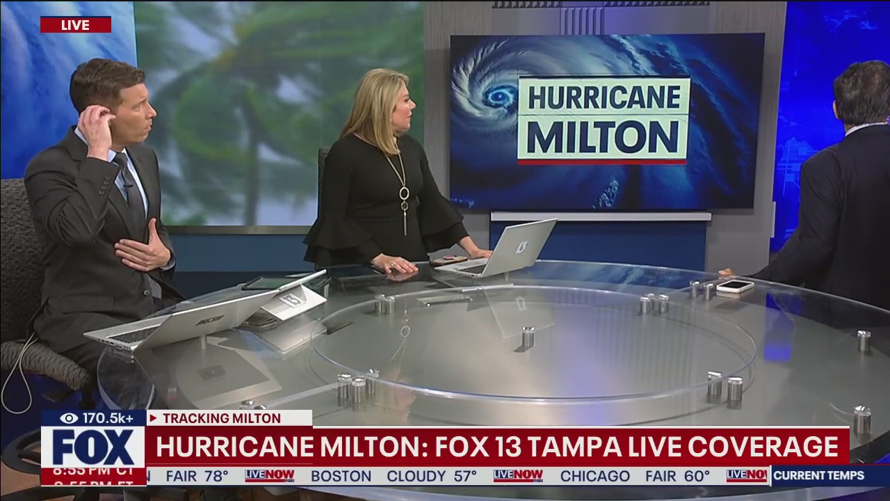 Hurricane Milton: Loud wind gust inside news studio
