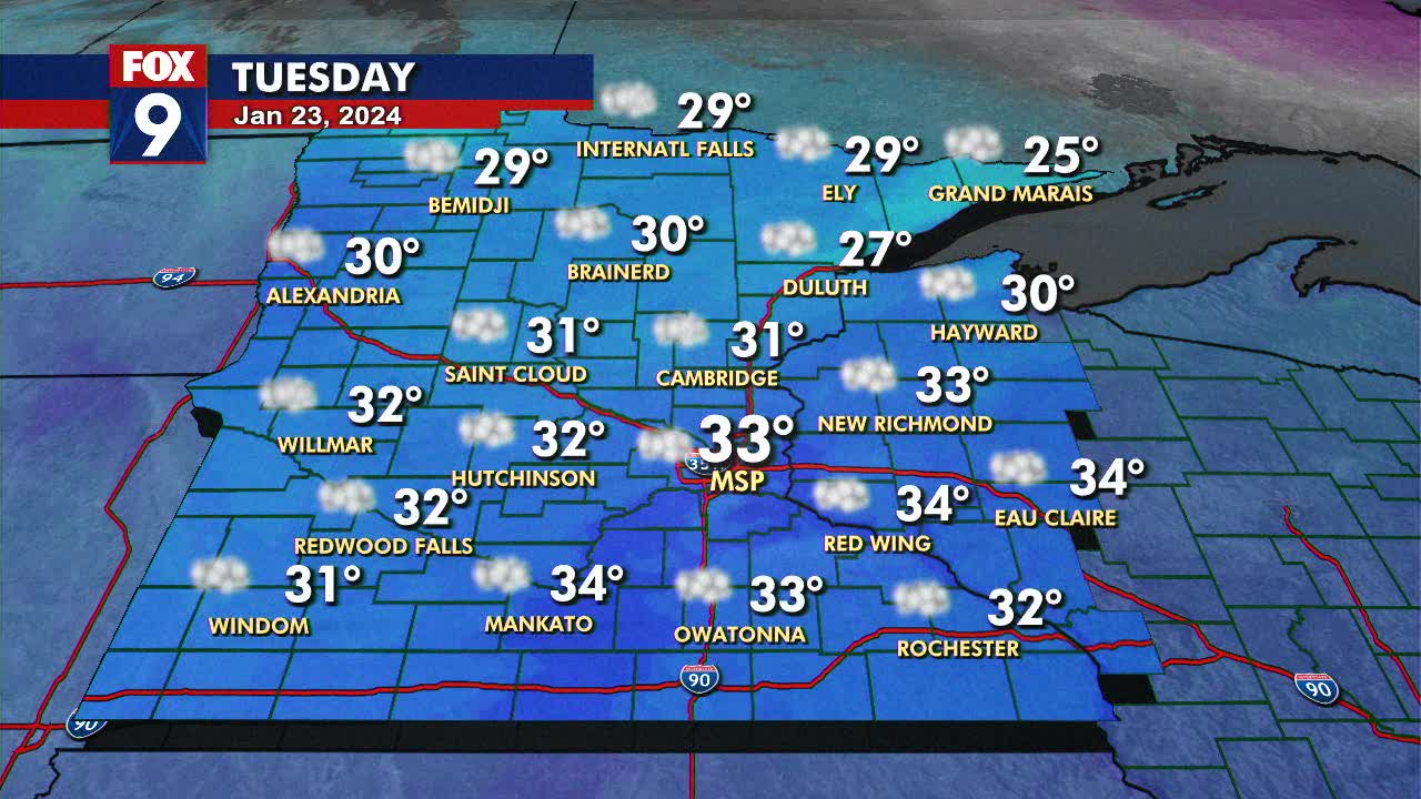 Clouds hang around with another afternoon thaw