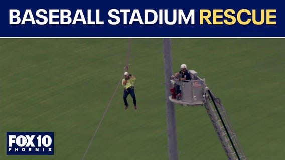 Man rescued from light pole at Hohokam Stadium