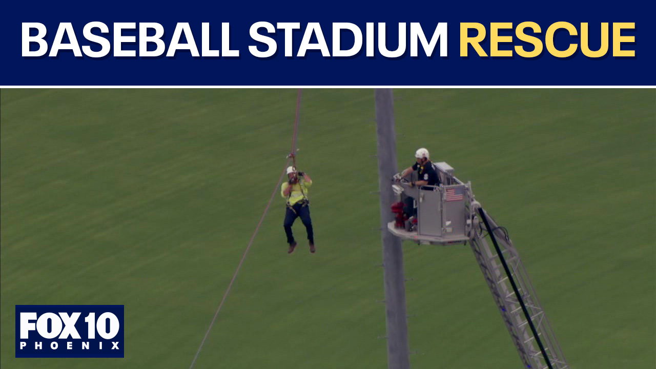 Man rescued from light pole at Hohokam Stadium