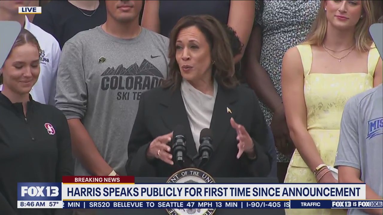 Kamala Harris speaks publicly for 1st time since Biden's announcement